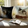 Cute Cats photograph Cushion Cover Pillowcase Antidustmite Invisible Zipper Short Plush Sofa Cushion