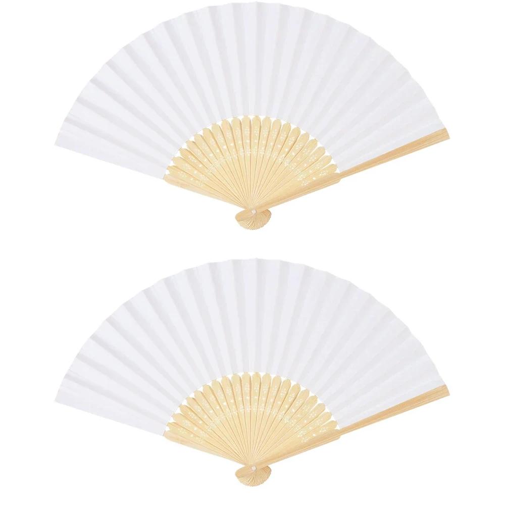Chinese Style Decorative Craft Blank Fan Folding Hand Fan Paper Fan for Calligraphy Painting Wedding Gift Individually Packed