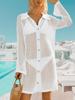 Women's Crochet Beach Cover Up Button Down Long Sleeve Cardigan Mini Dress