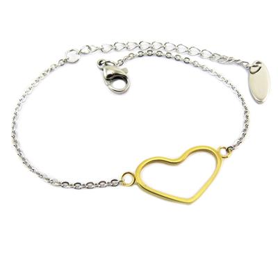 [P8179] - 'Love' Stahlarmband, Gold und Silber - 17x10 mm