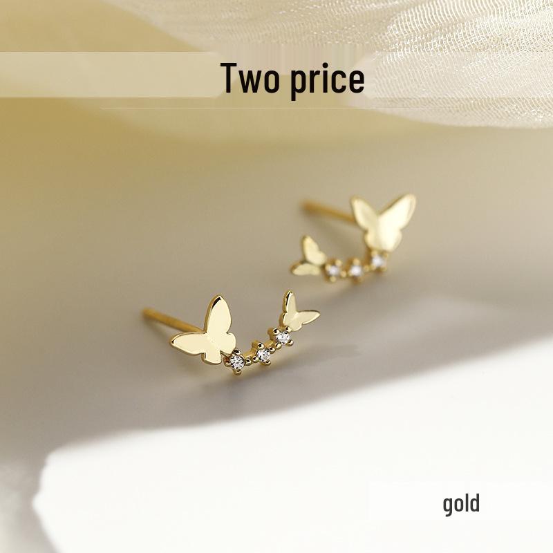 S925 Sterling Silver Butterfly Stud Earrings for Women - Minimalist, Trendy, Sweet INS Style 925 Silver