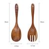 Set 2 Pezzi Cucchiaio e Forchetta in Legno Utensili da Cucina in Legno Manico Lungo Cucchiaio da Zuppa Mestolo Cucchiaio da Cucina Forchetta Servitore per Insalata Set da Servizio