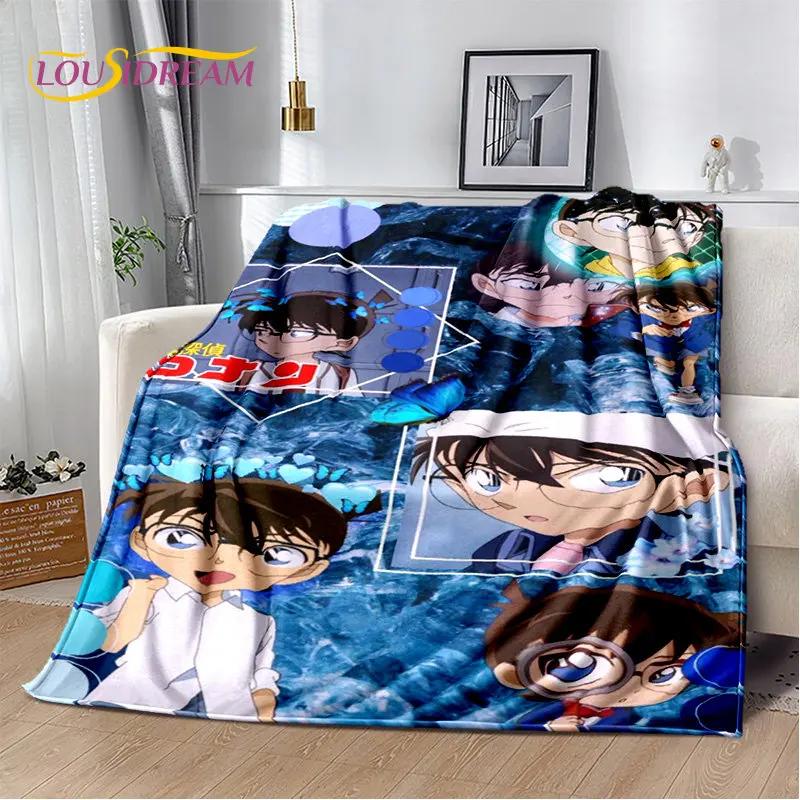 Detektyw Conan Cartoon Anime miękki pluszowy koc, flanelowy koc rzut koc do salonu sypialnia kanapa z funkcją spania narzuta na piknik 3D
