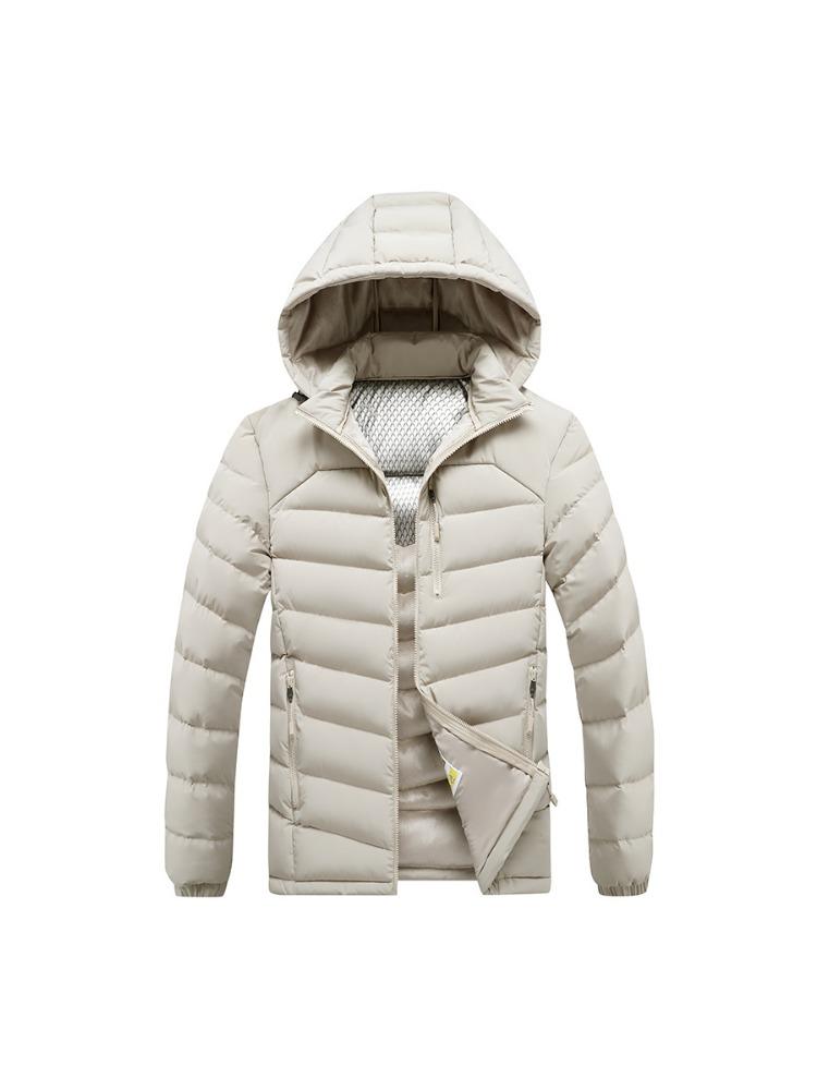 Comfortable and Versatile Jacket Light Slim Cotton Jacket Men's Models Winter Solid Colour Removable Cap Thickened Hooded Jacket Men
