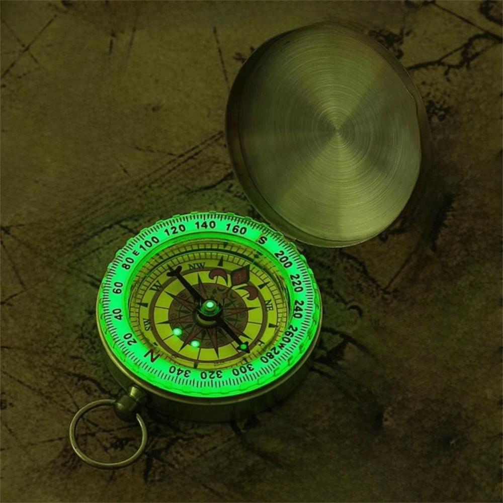 Pocket Watch Pure Copper Pocket Compass Waterproof Luminous Navigation Compass Retro Design Portable Copper Compass Hiking