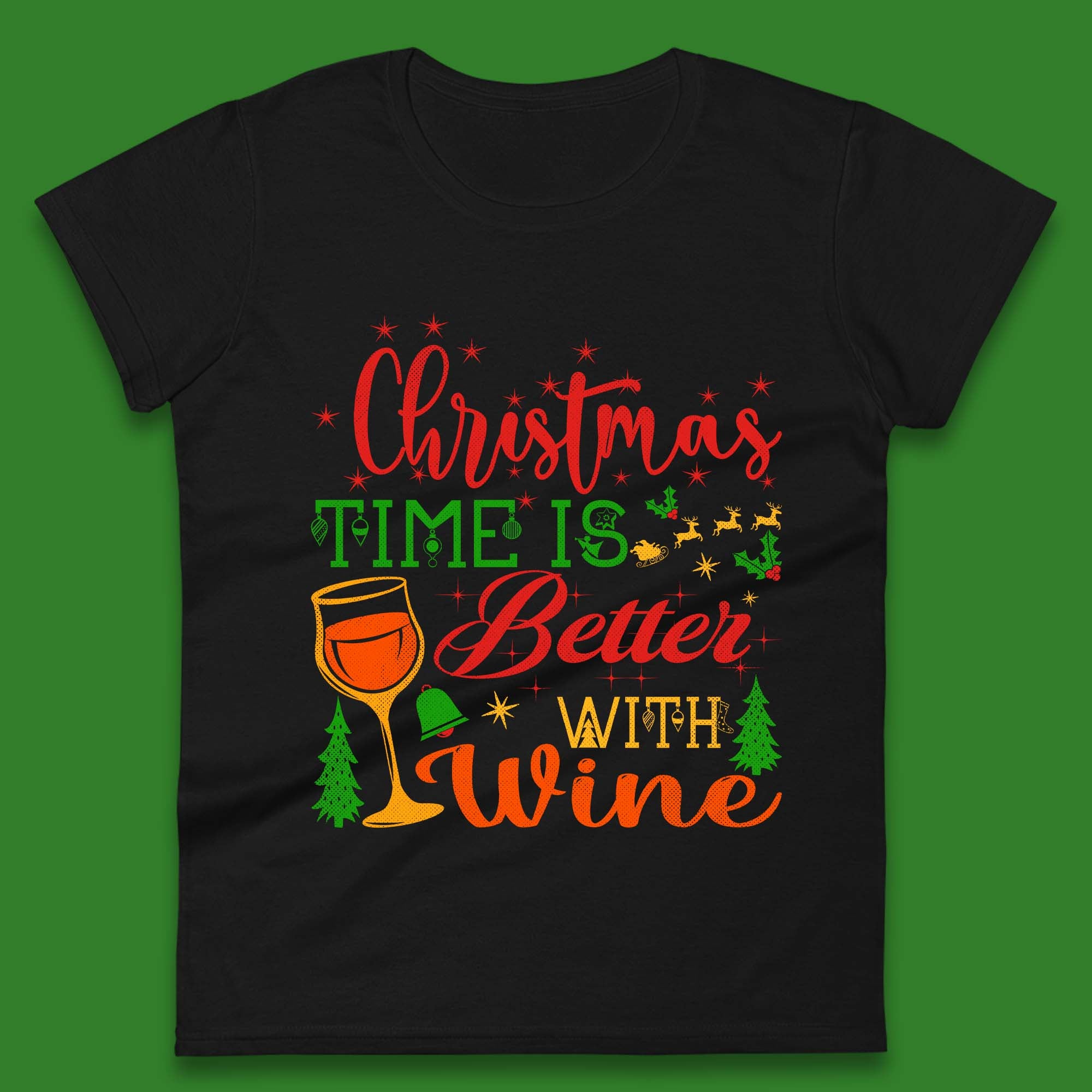 Christmas Wine Womens T-Shirt Mens Tops Tees Unisex L