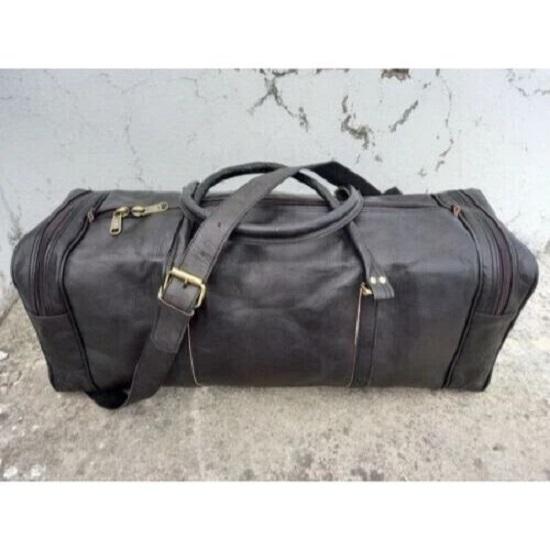 Gym Weekend Top-Quality Black Leather  Men Travel Bag Genuine Duffel Luggage
