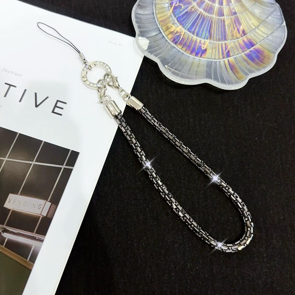 Phone Wrist Strap Lanyard Hand Strap Square Rhinestones Decor,Length: 25cm