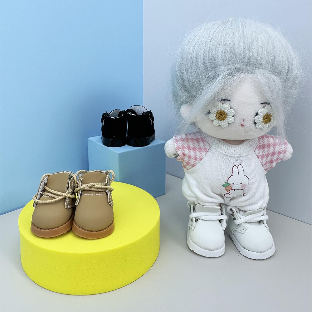 niannyyhouse 10cm Plush Toy Leather Shoes - Cotton Doll Shoes - Shoe Length Approx. 3.8cm - Dress-up Doll Accessory (a-1)