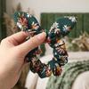 Hair Tie Floral Print Rabbit Ear Decor Hair Rope High Elasticity Bun Half-Tied Hairstyles Ponytail Holder Hair Accessory