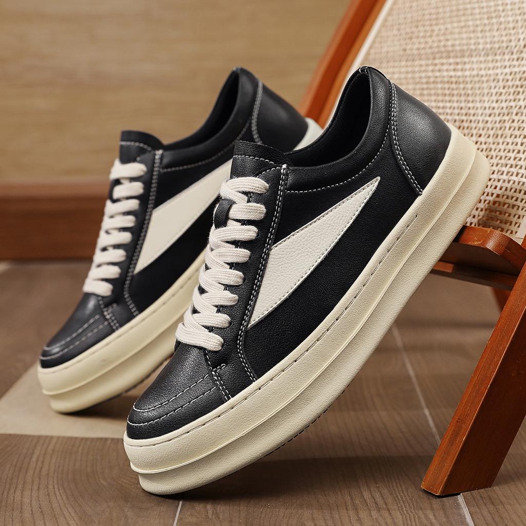 Fashion Men's Low Top Leather Sneakers Outdoor Casual Shoes
