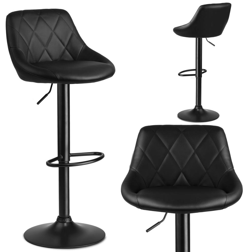 Nerra black bar stool with backrest and black base