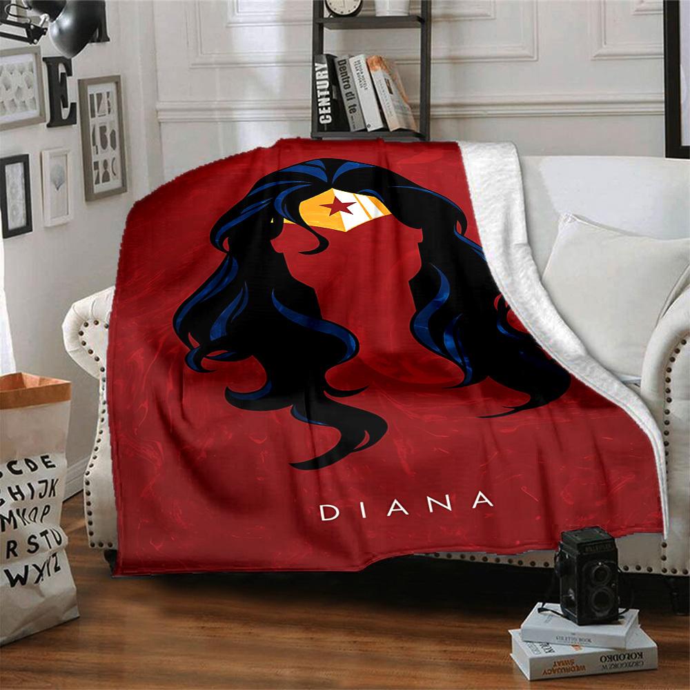 1pc Wonder Woman Diana Flannel Throw Blanket Lightweight Soft Warm All Season Blanket for Sofa, Bed, Travel, Camping L1024222