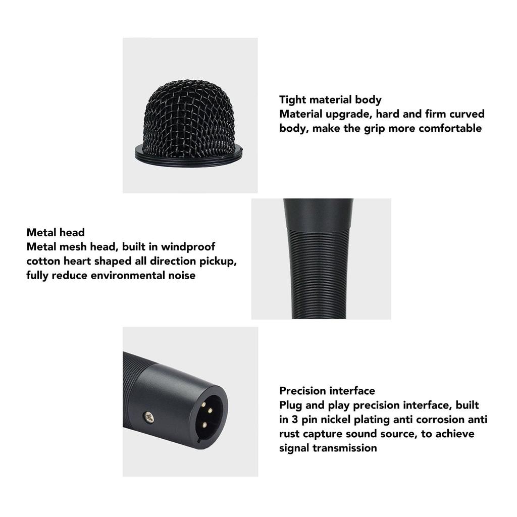 Acogedor Wired Microphone 3.5mm 3-Pin XLR Handheld Condenser Vocal Dynamic Cardioid