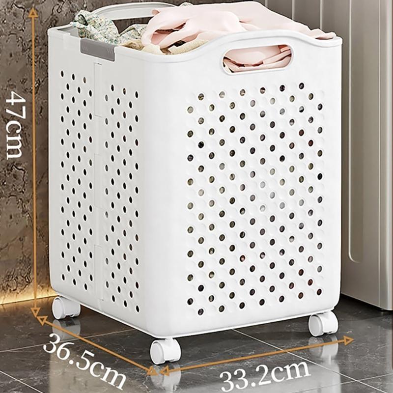 Multiple Sized Laundry Basket With Brakes On Sturdy PP Materials Portable for Space Saving and Easy Transport
