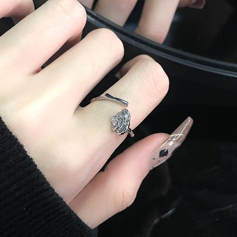 Cold Wind Moonstone Personality Niche Design Sense Advanced Sense French Irregular Opening Ring Female