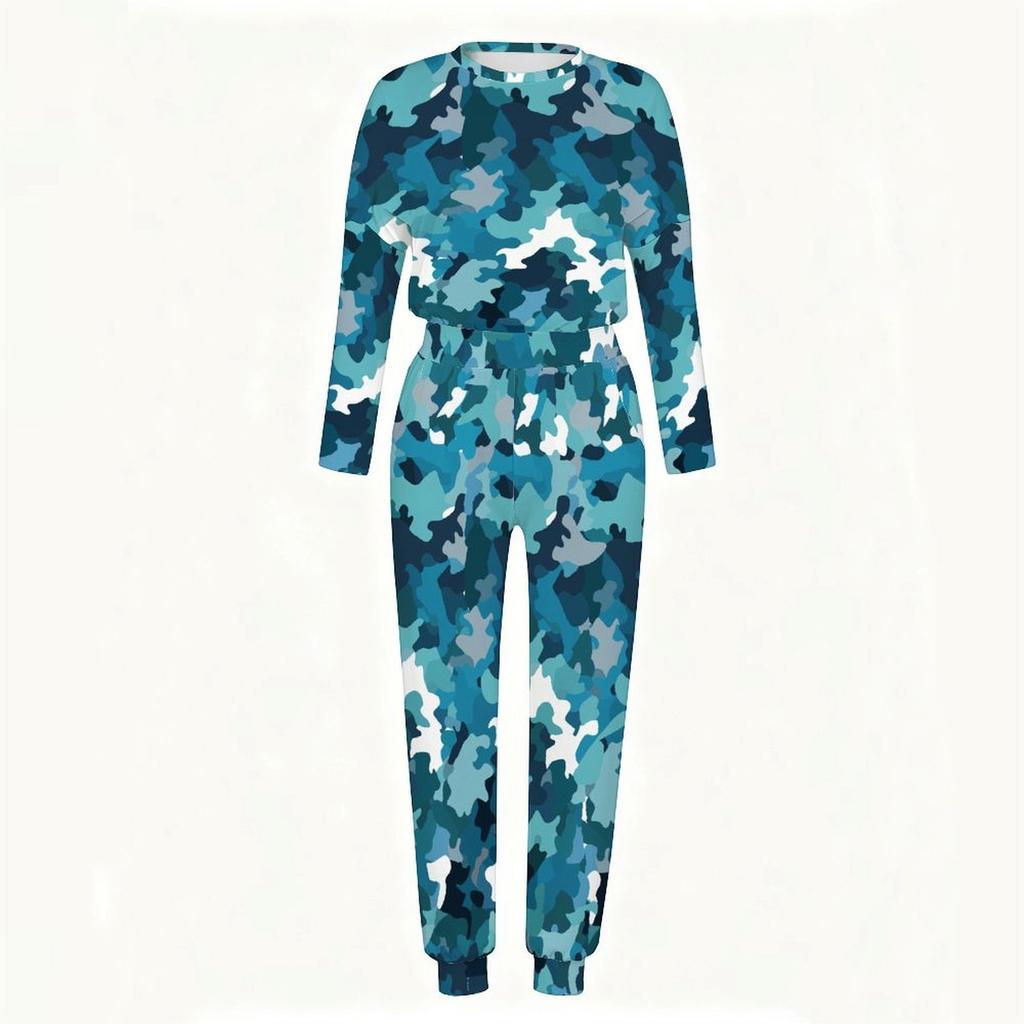 Female Crew Neck Long Sleeve Tunic And High Waist Straight Pants Two Piece Daily Casual Loungewear