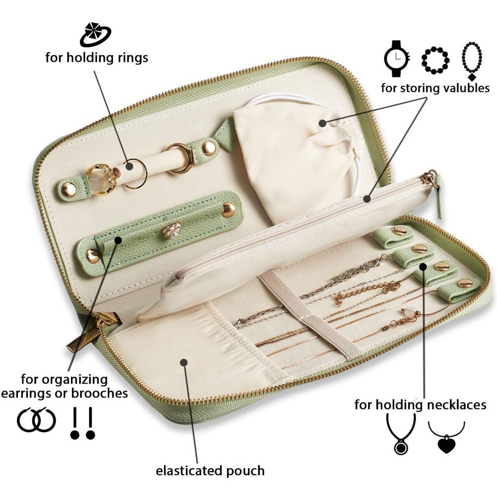 Foldable Jewelry Organizer with Zipper Tangle-free Jewelry Storage Case Portable Large Capacity Storage Bag for Rings//Earrings