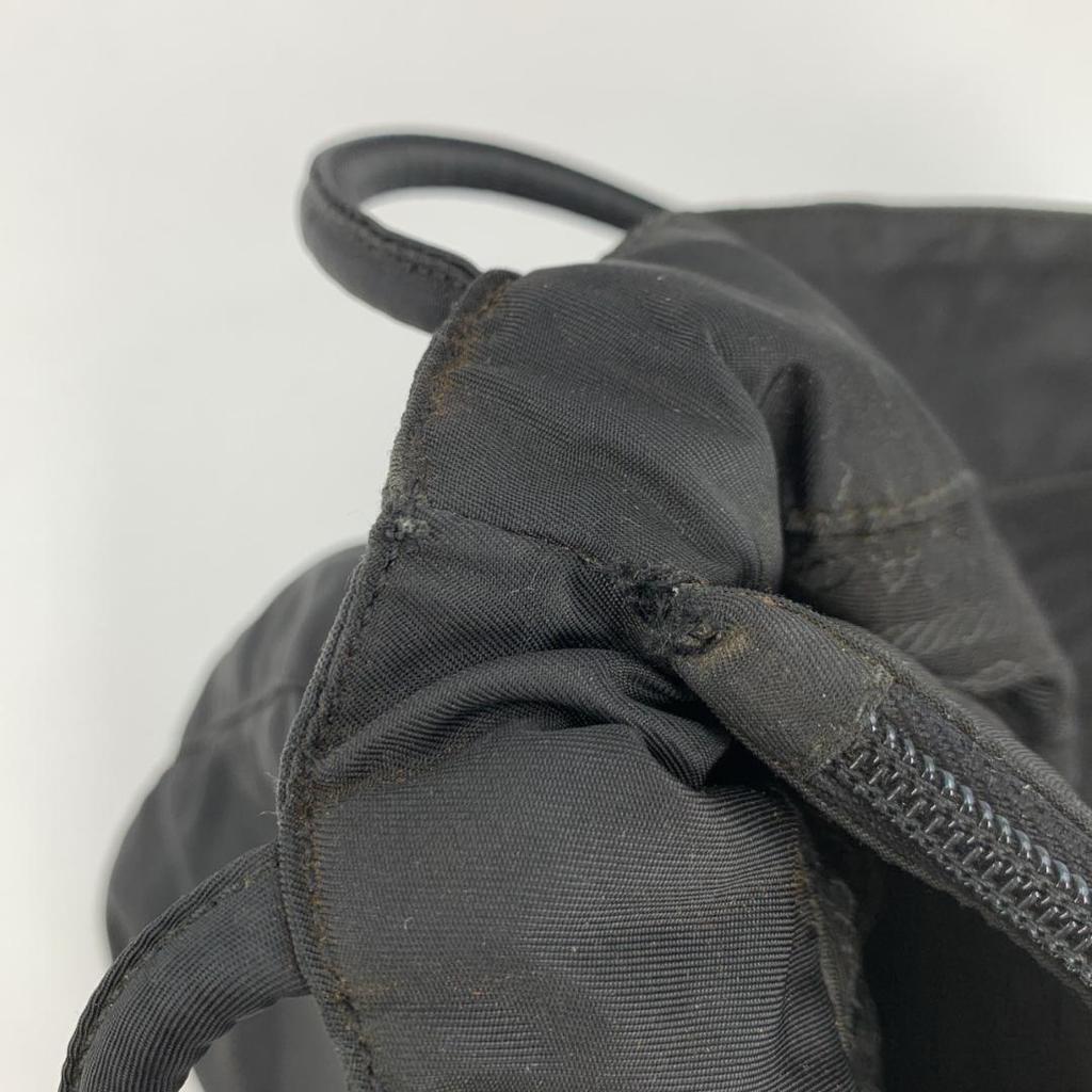 PRADA Tessuto Nylon Handbag Tote Bag Semi One Shoulder Arm Black Triangle Logo Plate Women's White Tag