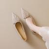 Weiwei girl 638-5 pointed single shoes women's low heel shallow mouth niche pleated ladyshoes temperament shallow mouth commuting women's shoes