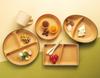 Kano Earth Tone Antibacterial Oval Lunch Plate 24.5 X 17.5 Cm Wood Grain 4-Piece Set 17022