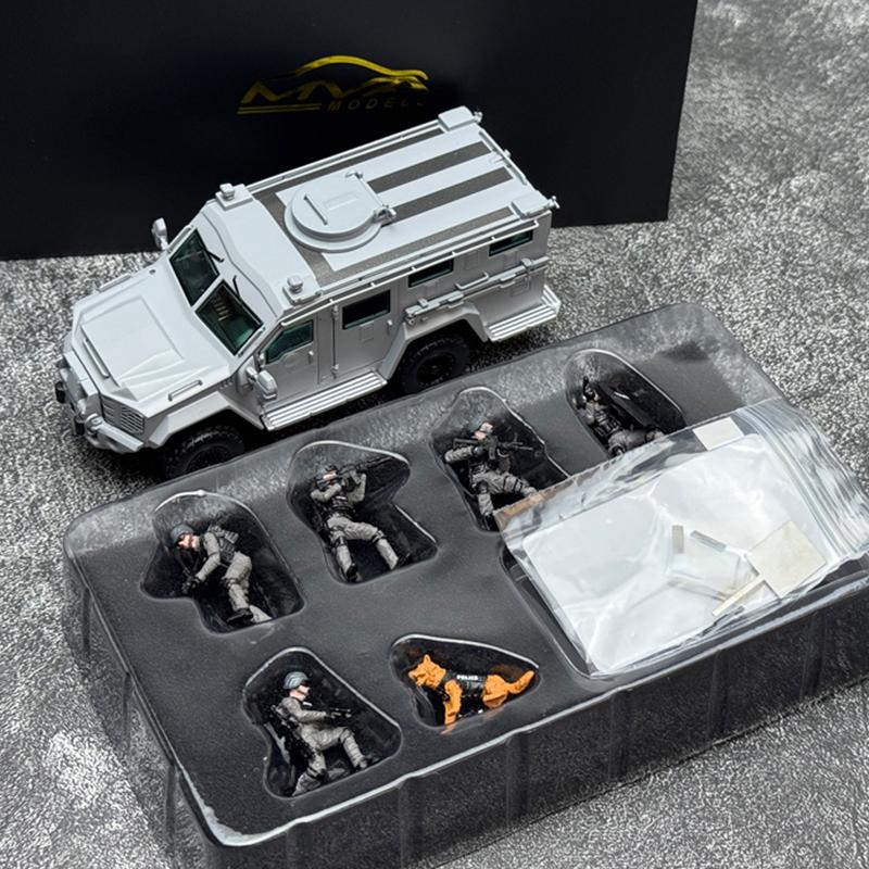 MVA models diecast Collection 1/64 scale SWAT Armored Vehicle with Figure Alloy Car Model Of Holiday Gifts Company Gifts