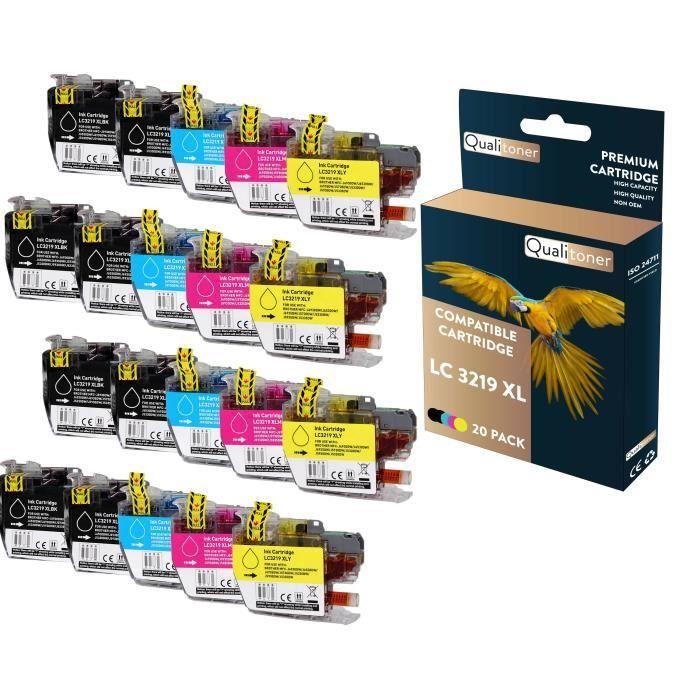 Cartouches d'encre - QUALITONER - LC3219XL - Noir (x8) - Cyan (x4) - Magenta (x4) - Jaune (x4)