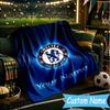 Custom Name Chelsea Football Club Crest Flannel Blanket, Use for Birthday/Holiday Gift, Soft Blanket for Sofa/Bed/Camping/Office, Home Decor