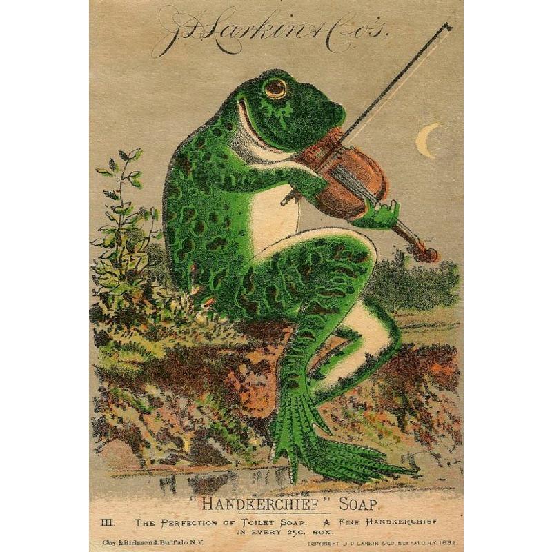 Japanese Vintage Colorful Funny Frog Playing Banjo Singing Frog Chorus Poster Canvas Painting Wall Art Living Room Home Decor
