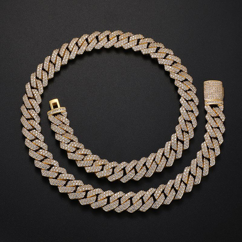 Stylish 18K Gold-Plated Cuban Chain for Men In-Stock with Zircon Copper Body - Bold Fashion Jewelry