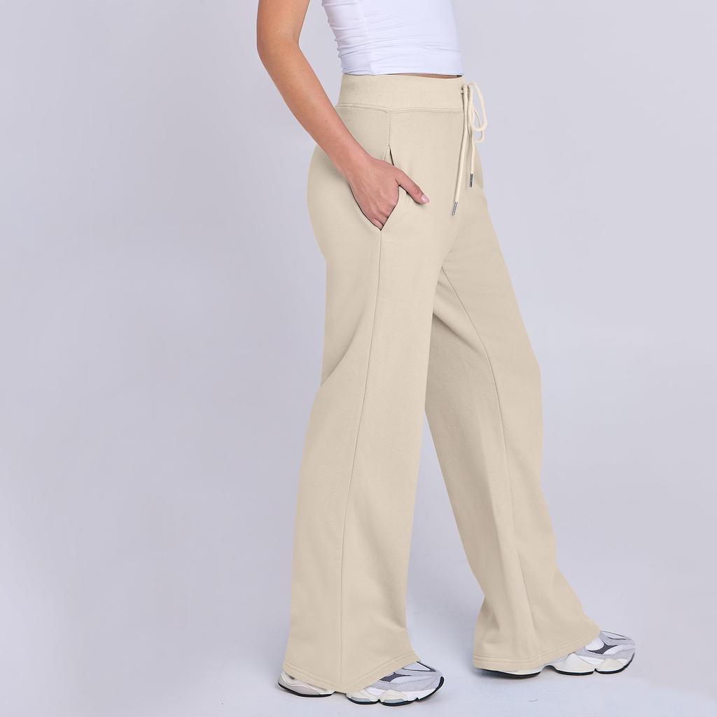 Pantaloni della tuta larghi da donna, a vita alta, svasati, con coulisse, sportivi