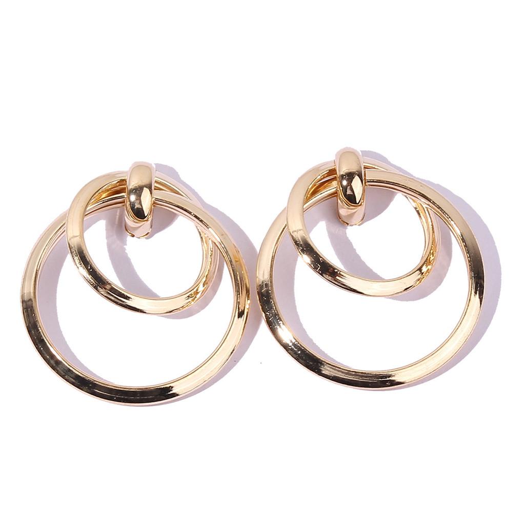 Women Gold Metal Earrings Geometric Shape Electroplated Fashion Office Looks