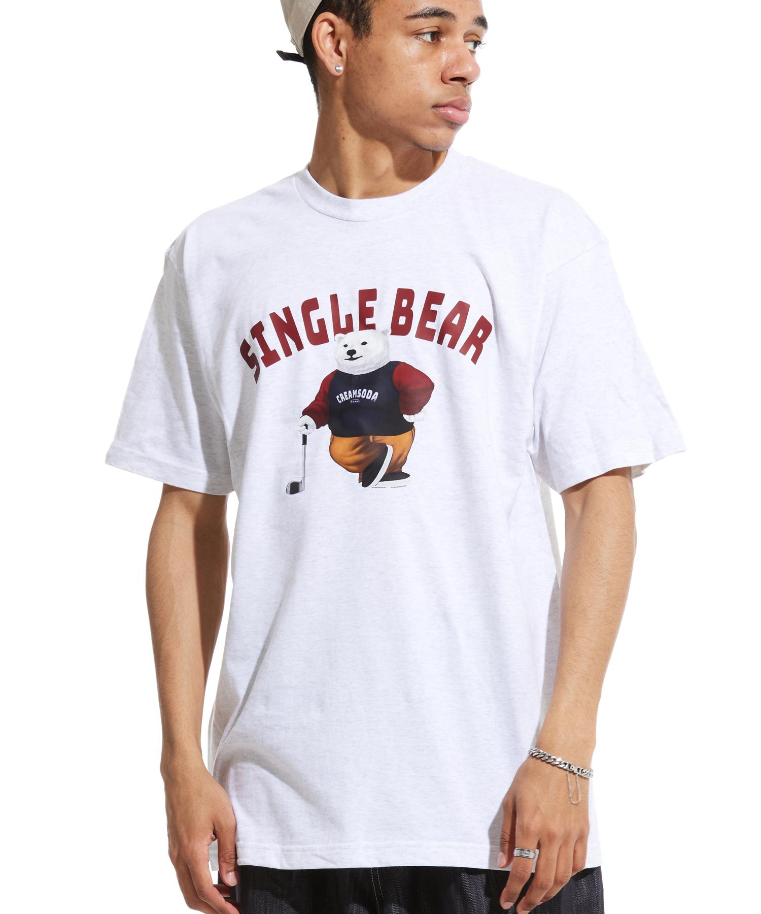 Cream Soda Lab Lab Polar Single Bear Short Sleeve Tee Light Gray Burgundy L