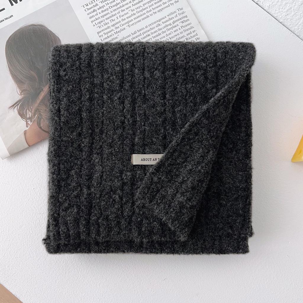 Premium Sense Simple Solid Color Including Scarf Women's Autumn and Winter Korean Atmosphere Warm Thick Knitted Versatile Scarf