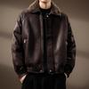 Men's Luxurious Retro German Fur-Lined Cotton Parka – Autumn/Winter Fleece Leather Jacket