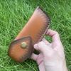 Funda de cuero vacuno repujado para cuchillo plegable, funda de cuero dividido, estuche, fundas para cuchillo de camping, hebilla para cinturón