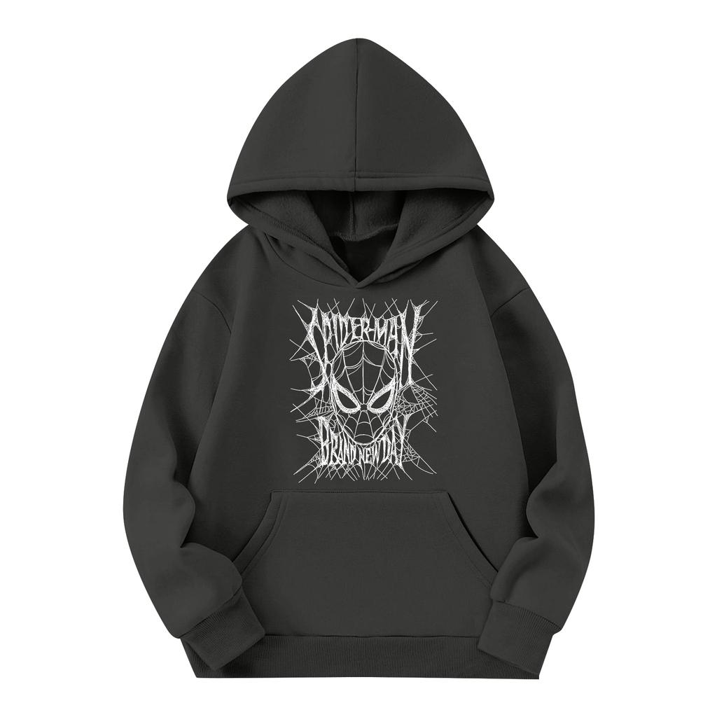 Kids Long Sleeve Pullover Hoodie with Pocket Letter Print Loose Fit Top
