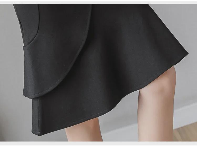 2022 Elegantní volánová bodycon sukně pro dojíždění se zipem, plus size, elastický střih