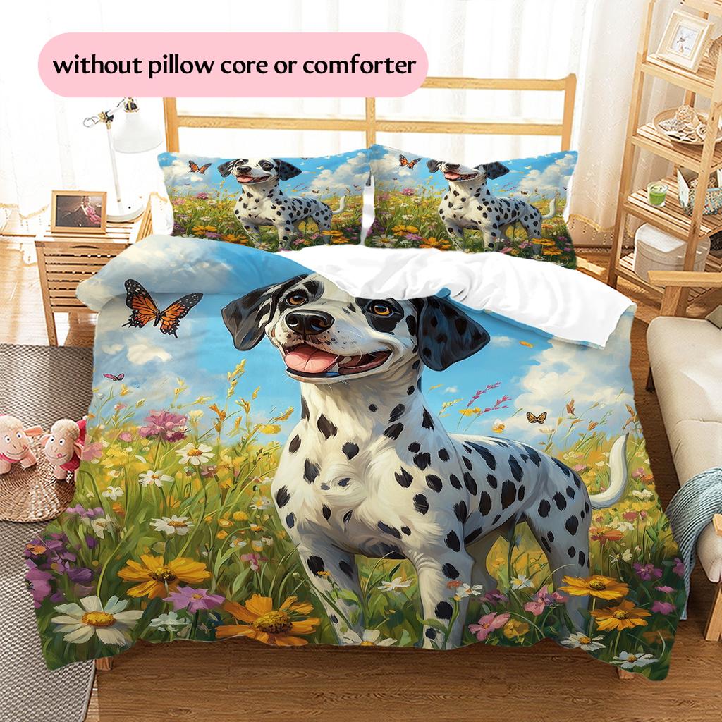 Biancheria da letto con motivo dalmata sull'erba Decorazione per la casa Regalo di compleanno (1 * copripiumino + 2 * federa, senza nucleo)