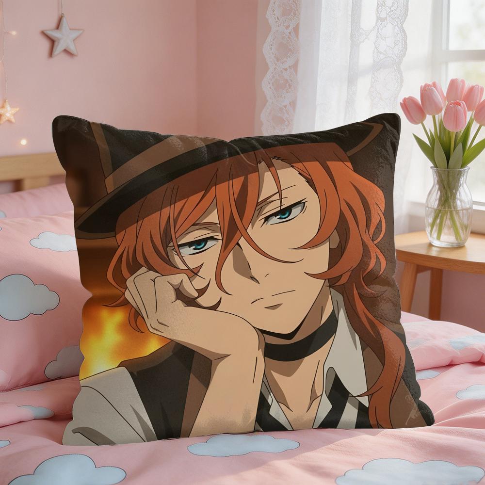 Bungo SStray Dogs Anime Cushion Cover Square Short Plush Pillow Case Living Room Sofa Home Decor Funda X