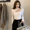 Autumn New Sexy Slimming Student Top Design Sense Halter Long-sleeved T-shirt Base Female Fashion