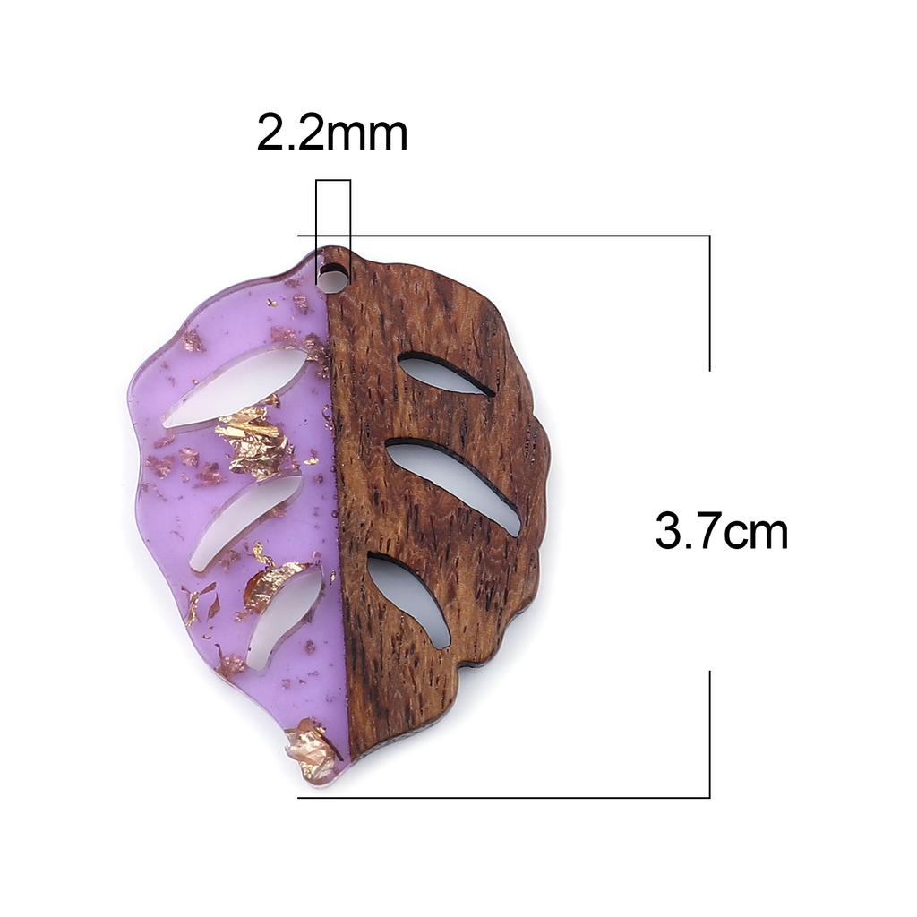 3 PCs/Lot Vintage Resin Wood Effect Leaf Pendants Wooden Plant Foil Charms For DIY Earring Charm Jewelry Making 3.7cm X 2.8cm