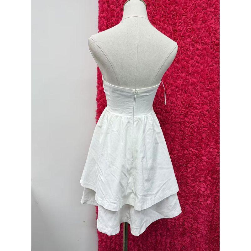 Foreign Trade Order Simple White Twisted Tube Top A Word Swing Mini Skirt