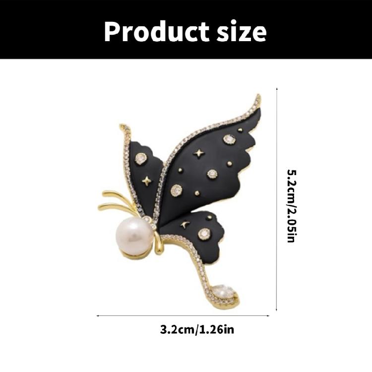 Handcrafted Rhinestones Butterfly Brooch Unique Pearls Inlayed Butterfly Lapel Pin Metal Brooch for Fashionable Women