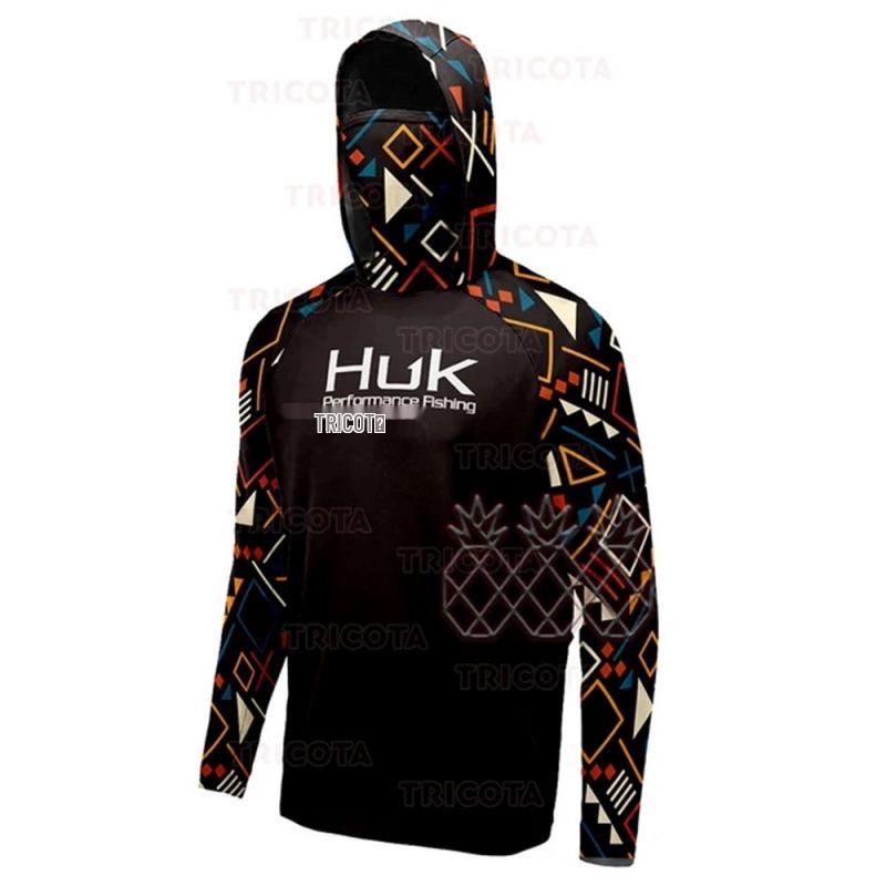 HUK Men's Sun Protection Fishing Hoodie with Mask - Long Sleeve for Summer Lure Fishing