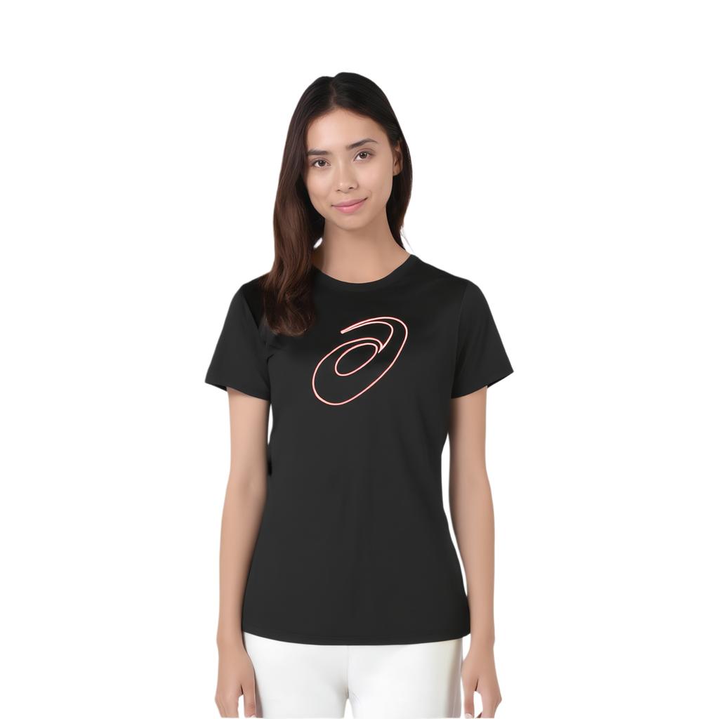 Asics Round Neck Pullover Short Sleeve T-Shirt With Printed Logo Women Tops Black 2012C841-001