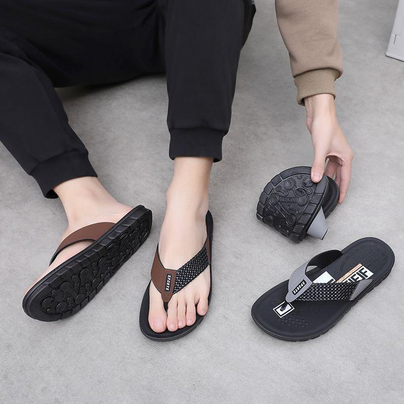 New men's slippers flip-flops non-slip new casual summer soft bottom outer wear foot pinch trend beach wear