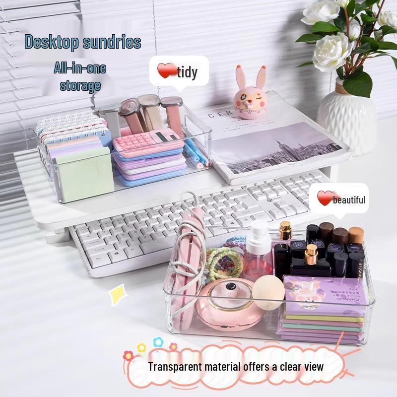 Akrylowe Przezroczyste Pudełko do Przechowywania na Biurko na Kosmetyki, Przekąski i Drobiazgi z Funkcjami Szuflady i Półki