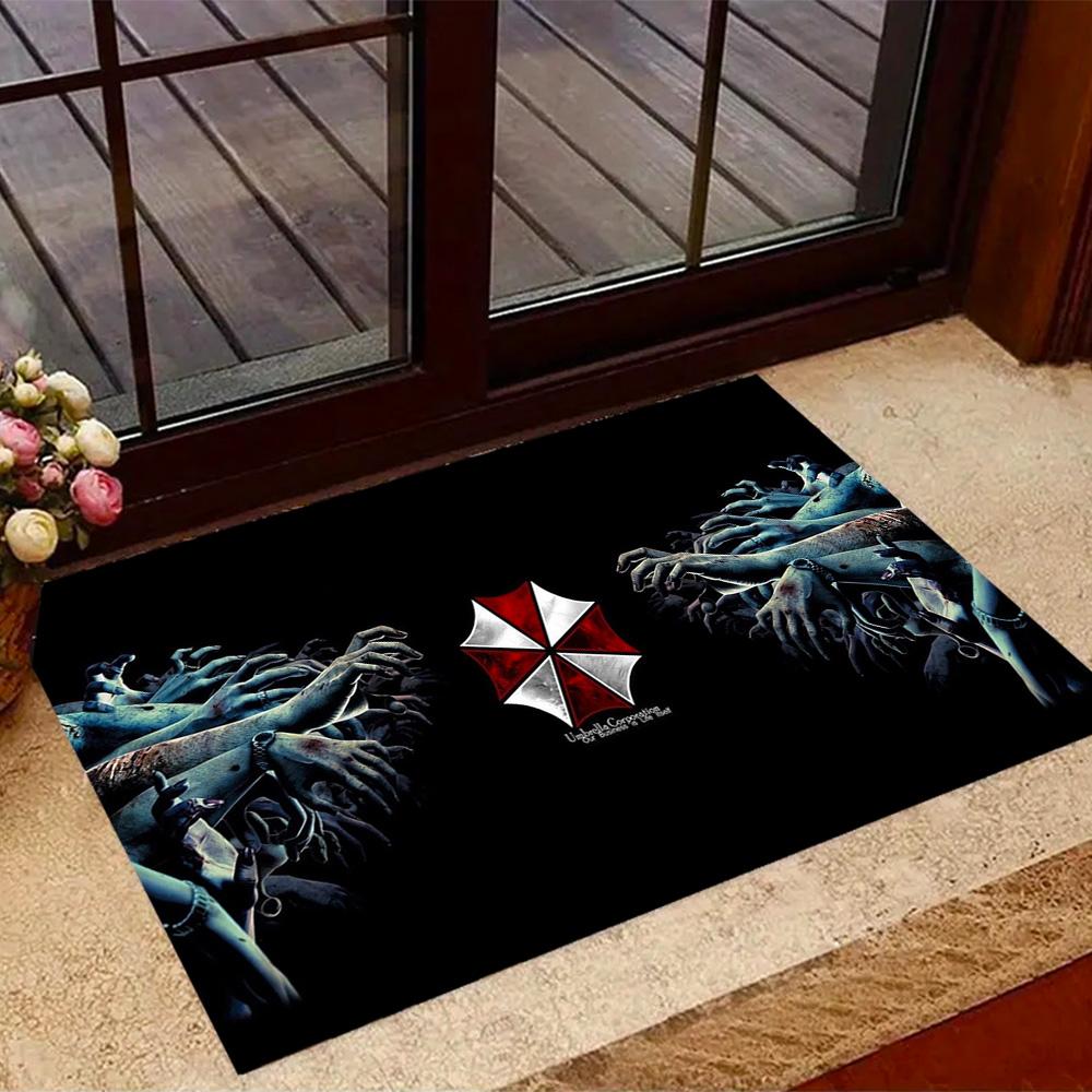Tappeti Antiscivolo a Tema Logo Umbrella Corporation - Decorazioni per la Casa in Poliestere, Adatti per Camere da Letto, Soggiorni, Ingressi, Studi e Decorazioni