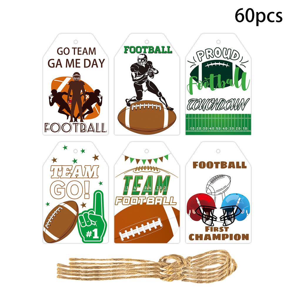 60/120 pcs Football Tags, Rugby Favor Tags for Sport Themed Boy Birthday and Baby Shower Party Gift Wrapping Decoration
